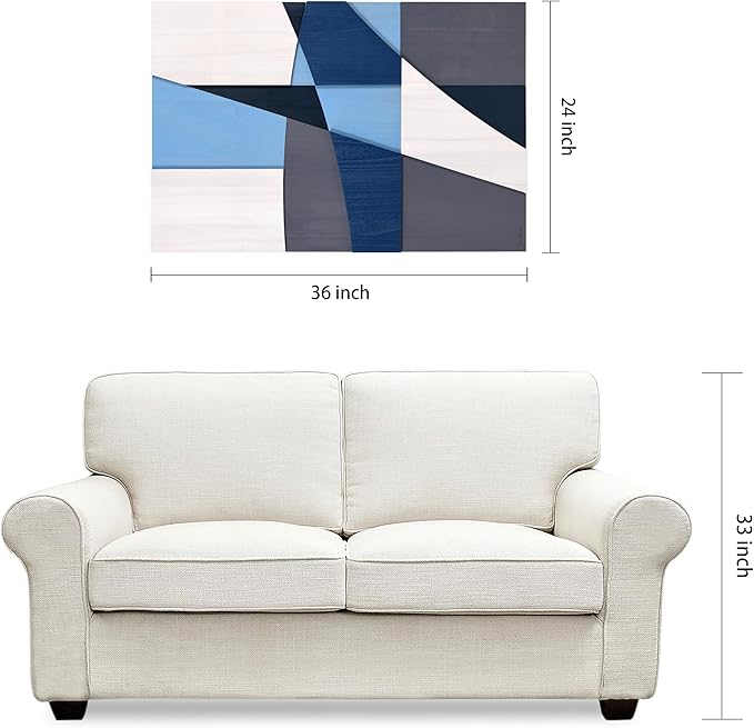 Empire Art Direct "Whispers of Blues I" Hand Made & Hand Finished Solid Wood Abstracts, Ready to Hang, Living Room, Bedroom & Office, 36" x 24"x 1.42"