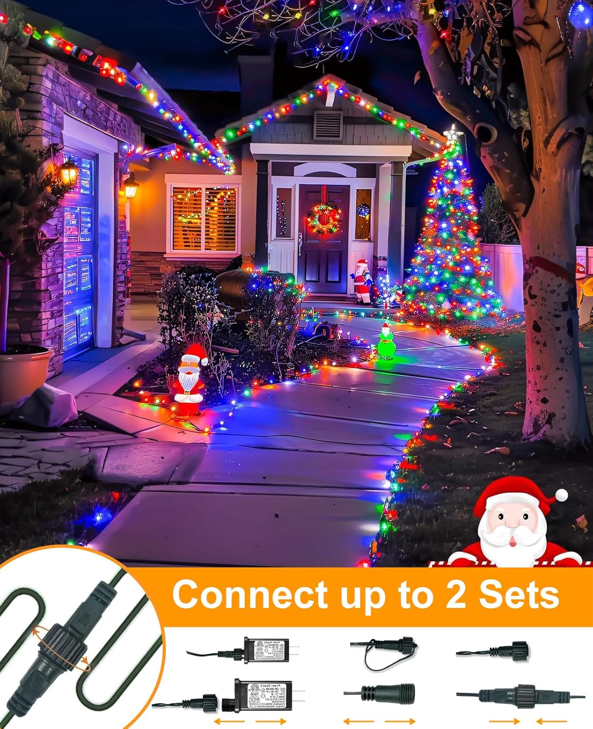 Christmas Lights Outdoor, 157FT 480 LED Plug in Christmas Tree Lights Waterproof, 8 Modes Fairy String Light for Indoor Bedroom Garden Patio Porch Xmas Party Holiday Decorations, Multicolor