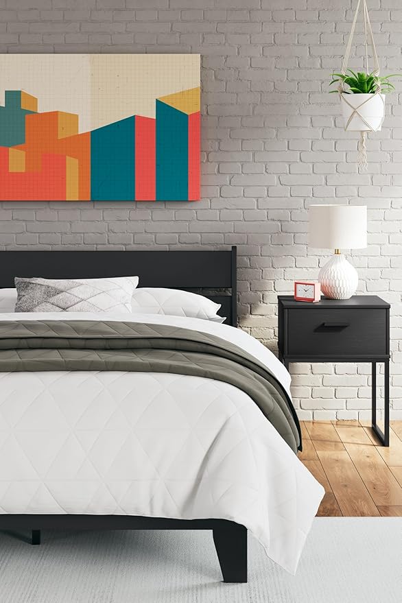 Signature Design by Ashley Socalle Casual Full Panel Platform Bed, Foundation or Box Spring Not Needed, Black