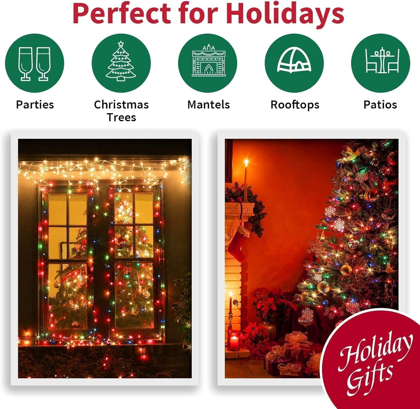 150 Count Multicolor- String Lights - LED Christmas Lights, Mini led Lights for Indoor Outdoor Home Holiday Party Wedding Independence Day Decoration