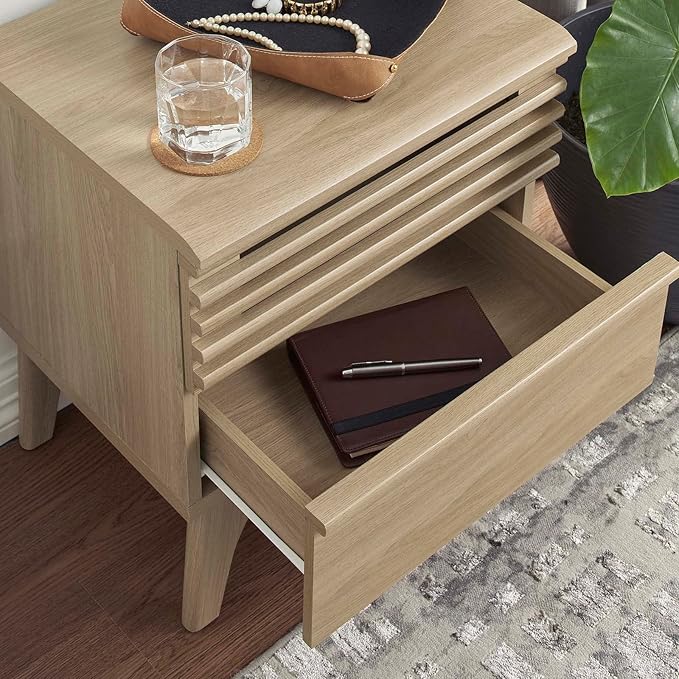 Modway Render Mid-Century Modern, Nightstand, Oak