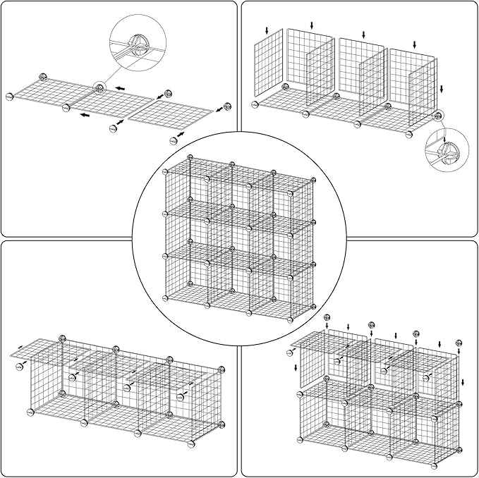 C&AHOME Wire Cube Storage, 9 - Cube Organizer Metal C Grids, Modular Shelves Units, Closet Organizer, Ideal for Home, Office, Living Room, 36.6”L x 12.4”W x 48.4”H, Blue UWCS3009B