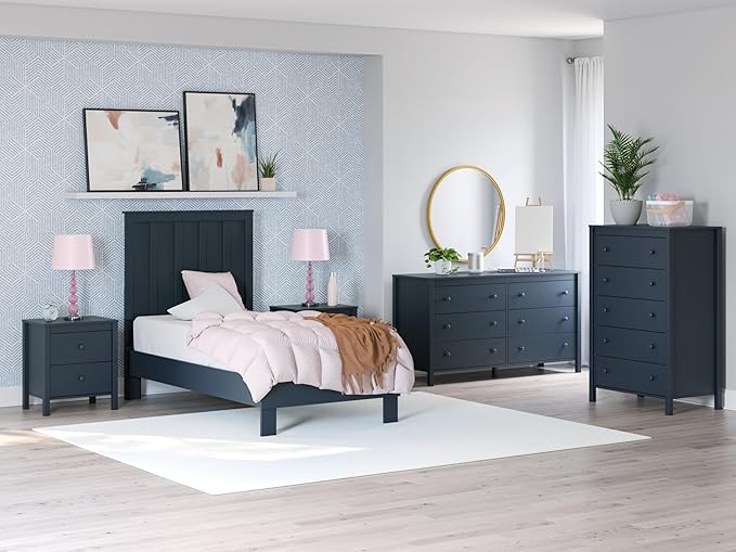 Signature Design by Ashley Simmenfort Casual Twin Platform Bed, Foundation or Box Spring Not Needed, Blue