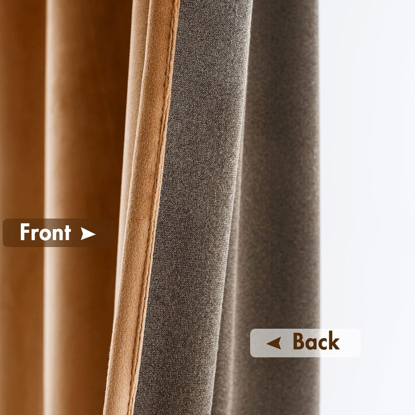 MIULEE Gold Brown Velvet Curtains Thermal Insulated Blackout Curtain Fall Drapes for Bedroom Living Room Darkening 108 Inches Long Curtains Panels Rod Pocket Set of 2