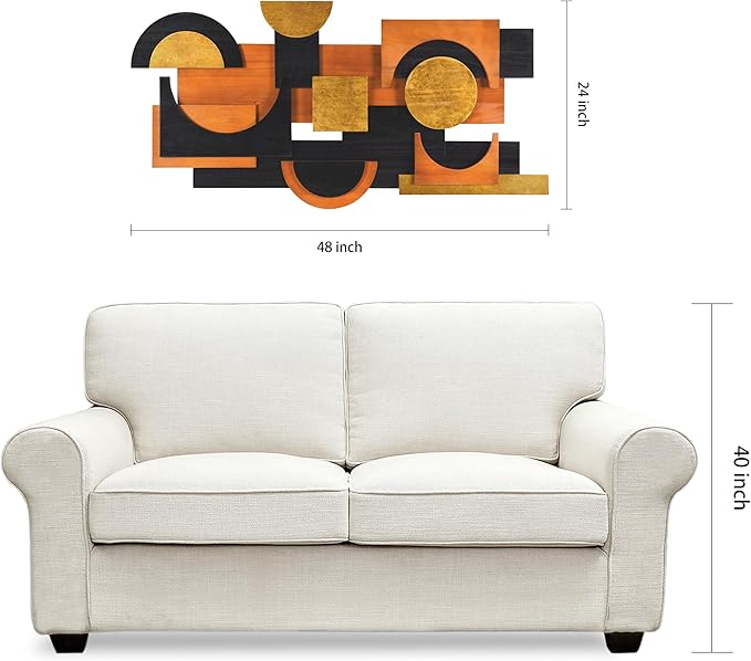Empire Art Direct "Amber Embraces II" Handmade Dimensional Solid Paulownia Wood Abstracts Wall Art, Ready to Hang, Living Room, Bedroom & Office, 48" x 24"x 1.42"