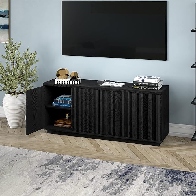 Henn&Hart Hanson, 57" Rectangular TV Stand, Black Grain