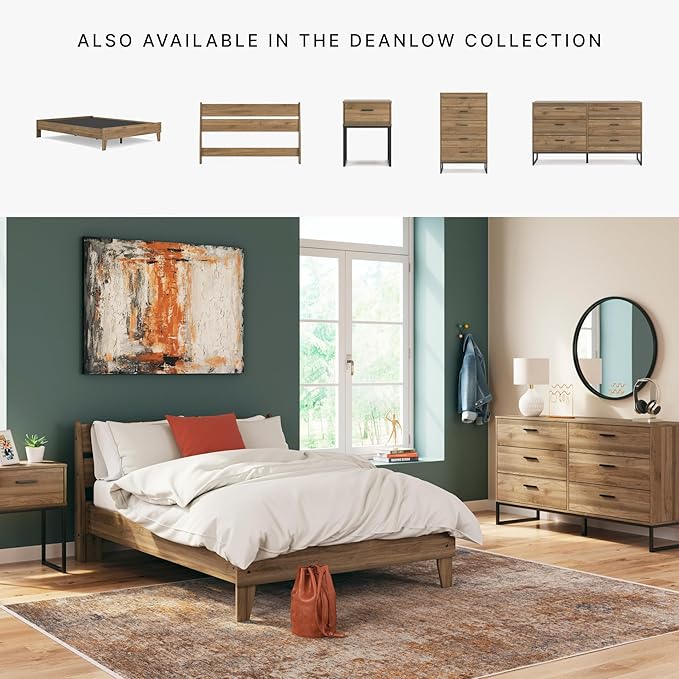 Signature Design by Ashley Deanlow Rustic Panel Headboard, Queen, Light Brown