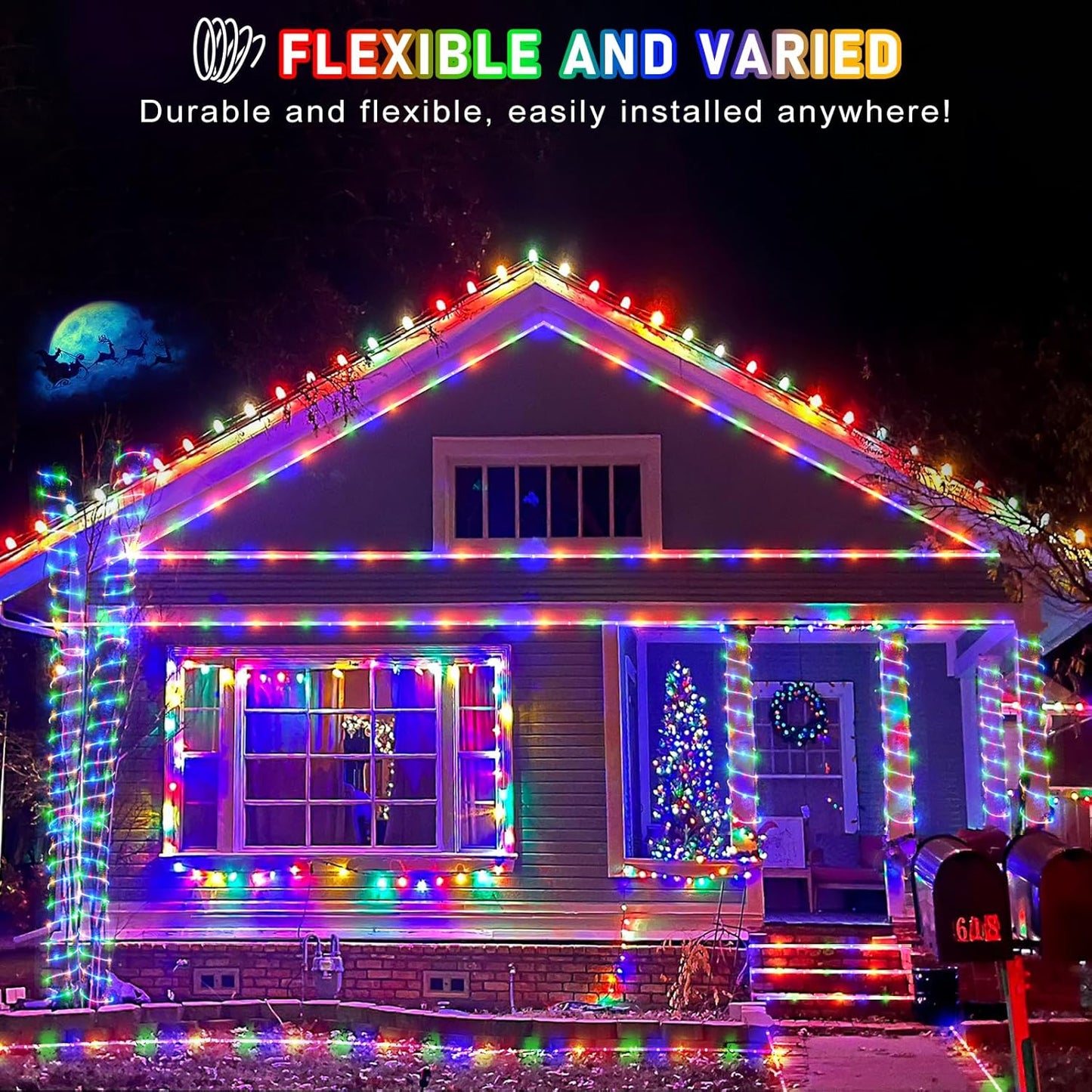 164FT Rope Lights Outdoor, 500 LED Rope Lights Indoor Waterproof, 8 Modes Plug in Connectable String Lights for Outside Garden, Deck, Patio, Pool, Bedroom, Landscape, Party Decorations - Multicolor