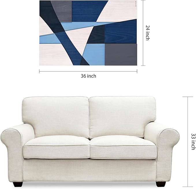 Empire Art Direct Whispers of Blues I & II Hand Made & Hand Finished Solid Paulownia Wood Abstracts Set