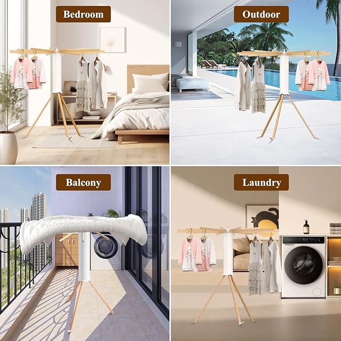 Tripod Clothes Drying Rack Foldable Drying Rack Clothing Portable Space Saving Laundry Drying Rack Ideal for Small Spaces Indoor Outdoor Use Adjustable Design Lightweight Durable Construction