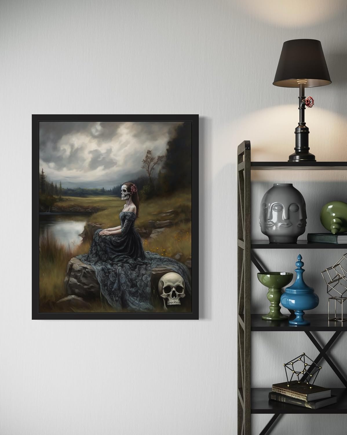 Widow Ghost Poster Art Print, Halloween Scary Vintage Wall Art Academia Spooky Painting Decoration for Horror Prints, Gothic Posters Bedroom Decor 89 (Widow Ghost, 16 x 20 inches, Unframed)