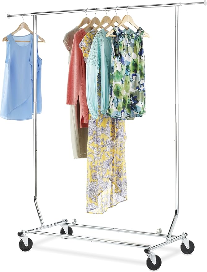 Whitmor Garment Rack - Foldable for Easy Storage - Chrome