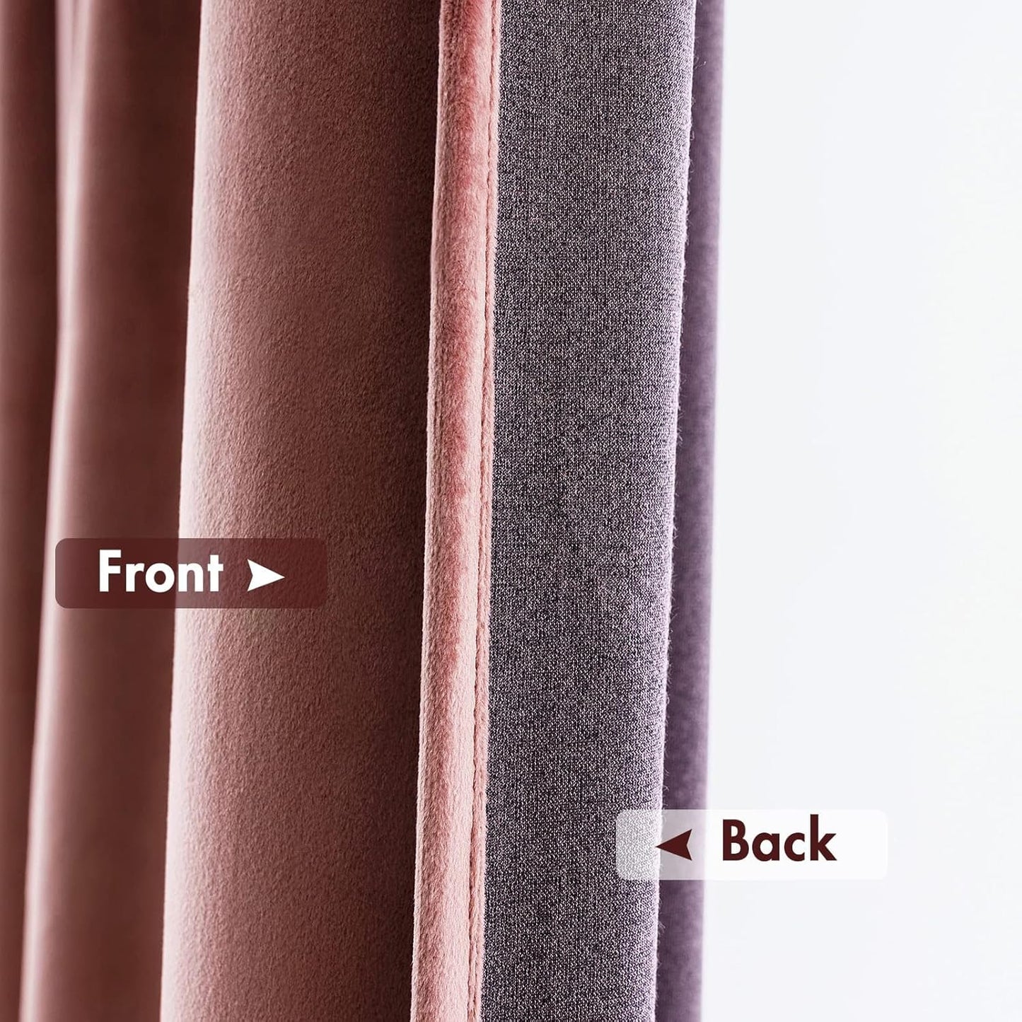 MIULEE Dusty Rose Pink Velvet Curtains Thermal Insulated Blackout Curtain Drapes for Bedroom Living Room Darkening 120 Inches Long Curtains Panels Rod Pocket Set of 2