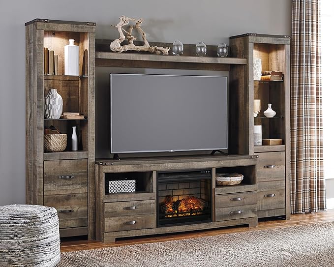 Signature Design by Ashley Entertainment Accessories Urban 63" TV Stand with Electric Fireplace for TVs up to 72", Dark Brown