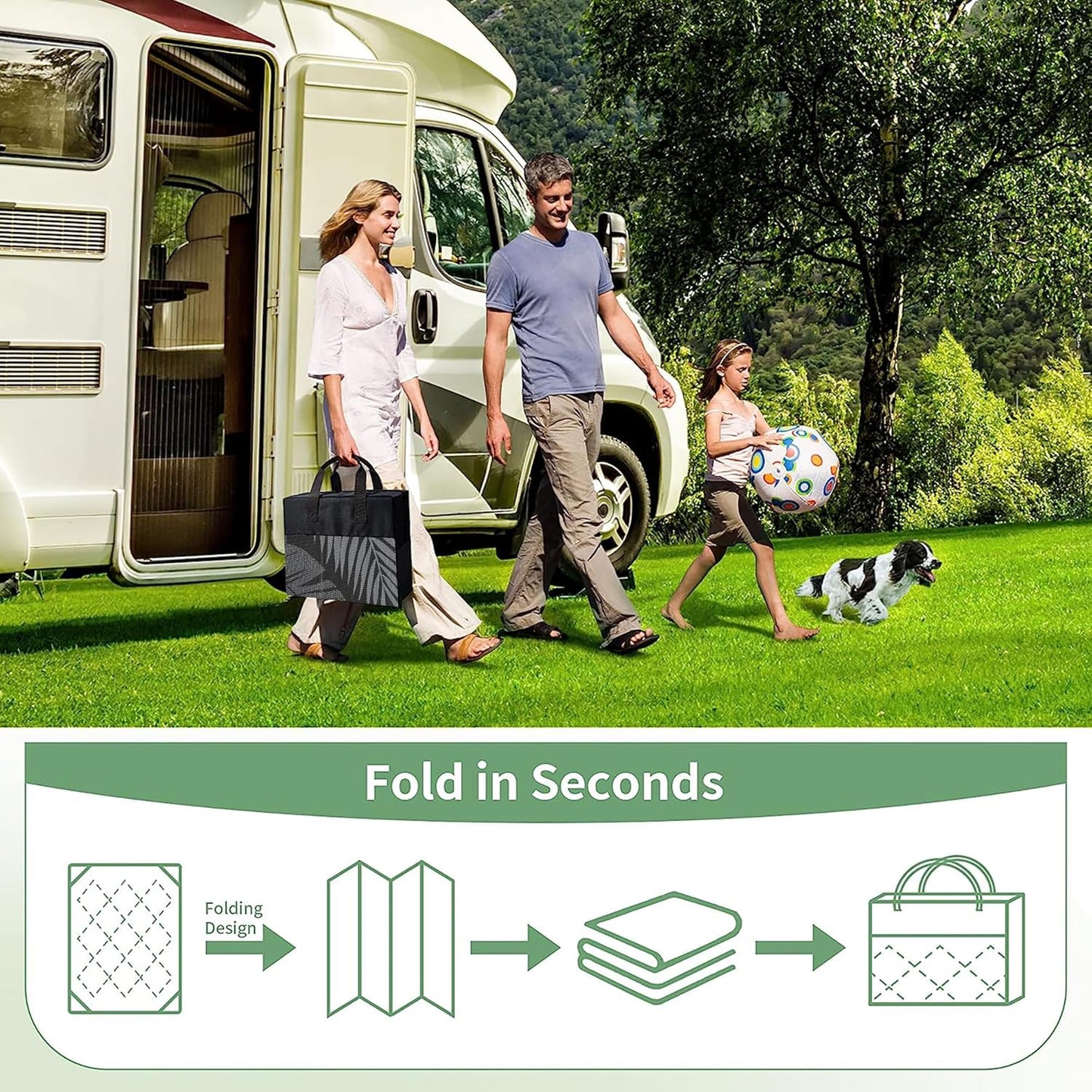 GENIMO Outdoor Rug 3' x 5' Waterproof for Patios Clearance, Reversible Outdoor Plastic Straw Camping Rug Carpet, Large Area Rugs Mats for RV, Camper, Deck, Balcony, Porch, Beach, Picnic, Black&Grey