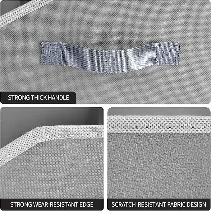 Trapezoid Storage Baskets for Shelves - Large Fabric Baskets for Organizing, Foldable Storage Bin with Handles, Cube Storage Organizer Bins for Clothes, Blankets, 4 Pack, Grey