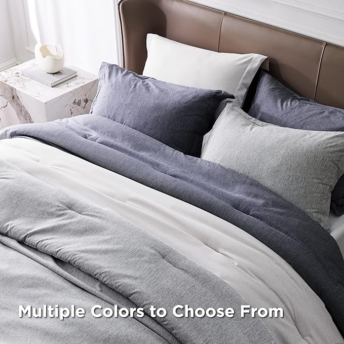Bedsure Queen Comforter Set - Grayish White Soft Bedding for All Seasons, Cationic Dyed Bed Set, 3 Pieces, 1 Queen Size Comforter (90"x90") and 2 Pillow Shams (20"x26"+2")