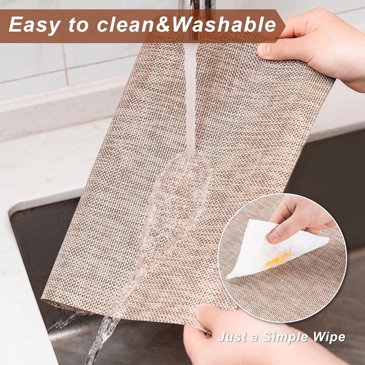 CADONO Placemats Set of 4 Washable Indoor/Outdoor Vinyl Place Mats for Dining Table Durable Non-Slip Heat Resistant PVC Weave Table Mats(Ocean Geode)