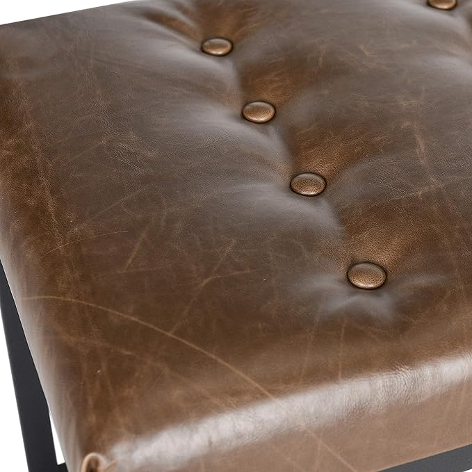 SAFAVIEH Home Collection – Reynolds Brown Tufted Upholstered Accent Bench, Modern Parsons-Style Open Frame Bench for Bedroom, Entryway or Living Room, Black Legs (FOX6225C)