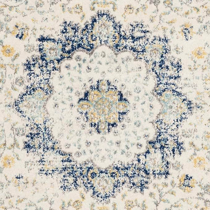 SAFAVIEH Area Rug 3x5 - Evoke Collection - Ivory & Blue, Shabby Chic Oriental Medallion Design, Non-Shedding & Easy to Clean, Ideal for Living Room, Bedroom, Dining Space (EVK220C)