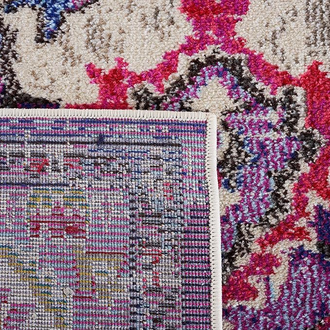 SAFAVIEH Monaco Collection Area Rug - 5'1" x 7'7", Violet & Fuchsia, Non-Shedding & Easy to Clean, Distressed Medallion Design, Ideal for Living Room, Bedroom, Dining Space (MNC243P)