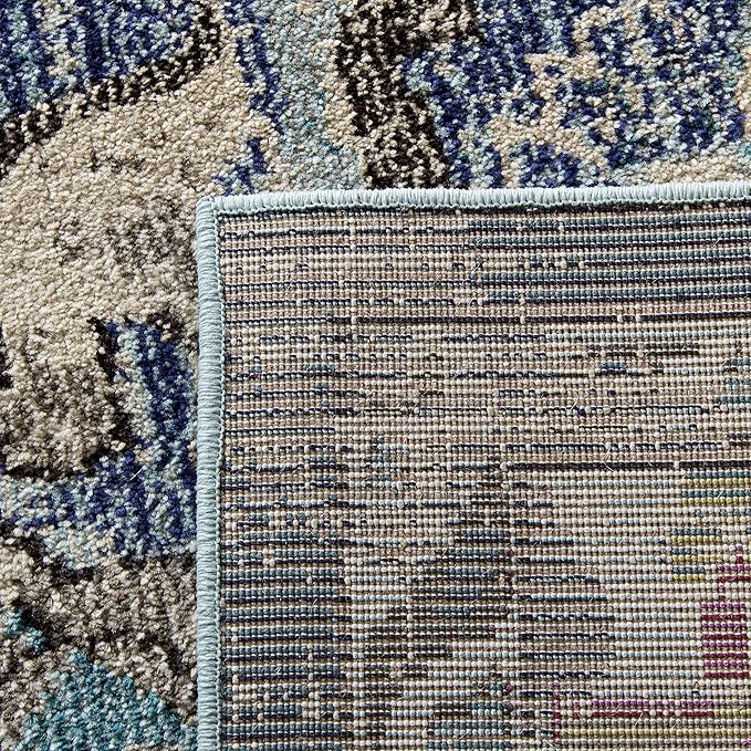 SAFAVIEH Monaco Collection Runner Rug - 2'2" x 22', Navy & Light Blue, Non-Shedding & Easy to Clean, Distressed Medallion Design, Ideal for Hallway, Foyer, Entryway, Kitchen, Bedroom (MNC243N)