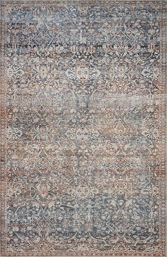 Loloi Chris Loves Julia Jules Collection JUL-06 Denim/Spice 3'-6'' x 5'-6'', .13" Pile Height, Accent Rug