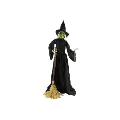 5.9 Ft. Witch with Broomstick Animatronic (71" Standing Witch)
