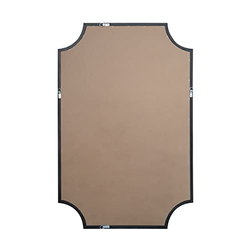24" x 36" Full Scalloped Corners Arch Rectangle Wall Mirror with Wood Frame for Entryway