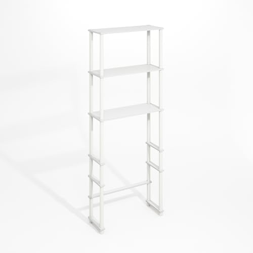 Turn-N-Tube Over The Toilet Storage, 3-Shelf Over The Toilet Organizer, Freestanding Space Saver Bathroom Shelf, for Bathroom Organizers and Storage, Plain White