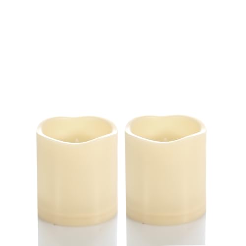 Outdoor Battery Operated Flameless LED Candles with Timer D3”xH3” 2 PCS (2 Count)