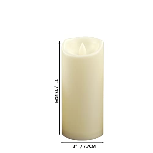 Outdoor Battery Operated Flameless LED Pillar Candles Remote D3”xH7” 3 Pack (3 Count)