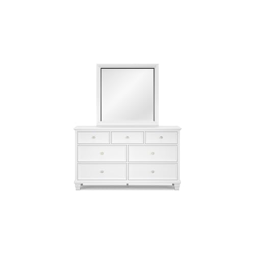 Fortman 7 Drawer White Dresser and Mirror Set