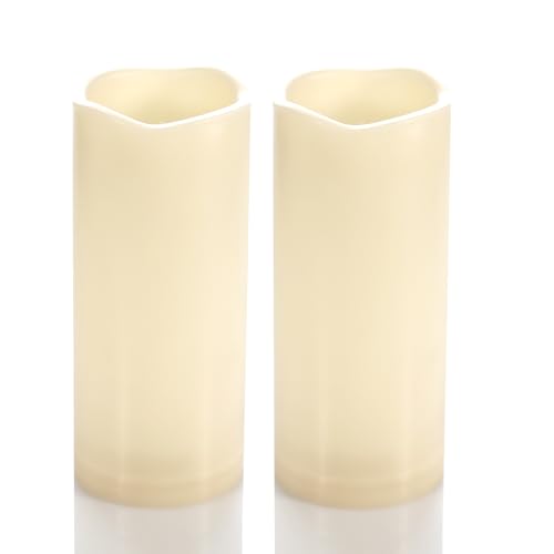 Outdoor Battery Operated Flameless LED Candles with Timer D3”xH7” 2 Pack (2 Count)