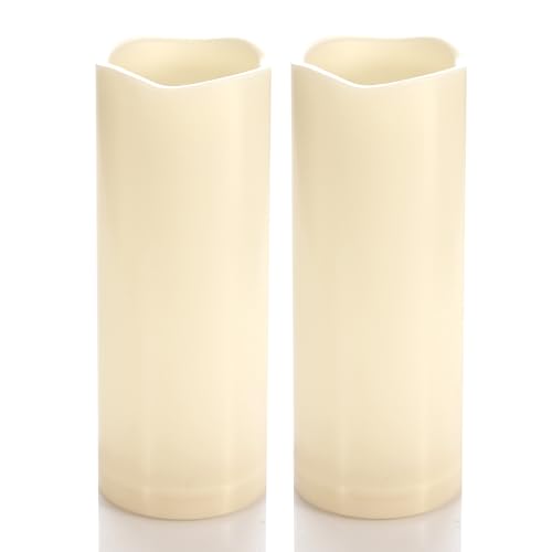 Tall Outdoor Battery Operated Flameless LED Candles with Timer D3xH8” 2 PCS (2 Count)