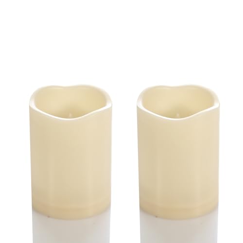 Outdoor Battery Operated Flameless LED Candles with Timer D3”xH4” 2 PCS (2 Count)