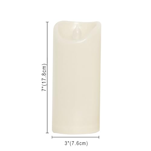 Waterproof Outdoor Battery Operated Flameless Candles with Auto Timer Flickering Plastic Resin Electric LED Pillar Lights for Lantern Patio Garden Wedding Party Decorations 3x7 Inches Ivory 2 Pack (2 Count)