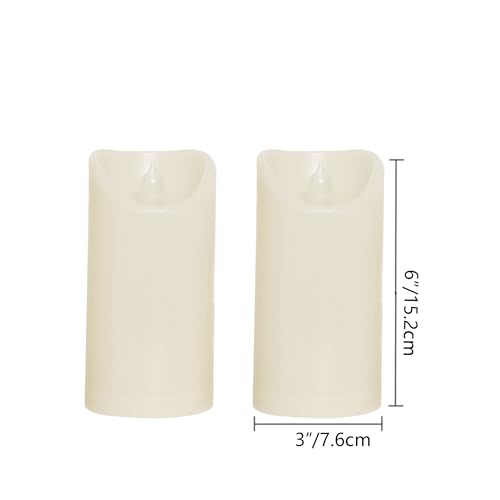 Outdoor Battery Operated Flameless Candles with Auto Timer D3”xH6” 2 PCS (2 Count)