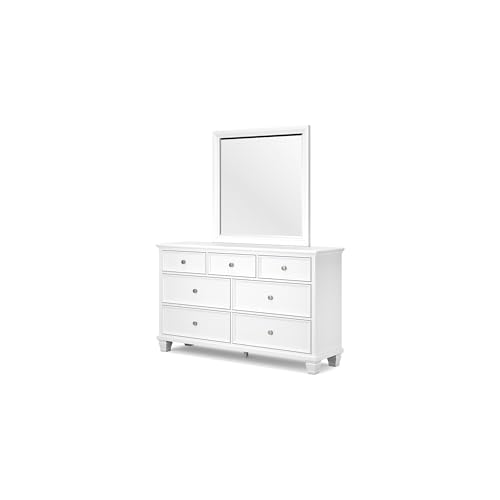 Fortman 7 Drawer White Dresser and Mirror Set