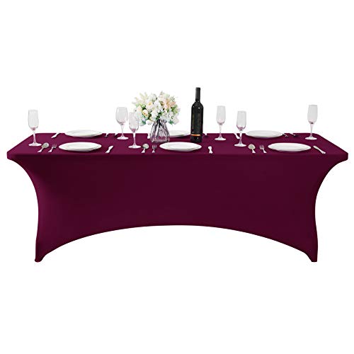 2Pack Spandex Table Cover for 6Ft or 4fT or 8ft Table Universal Fitted Stretch Tablecloth for Party (2 Count)