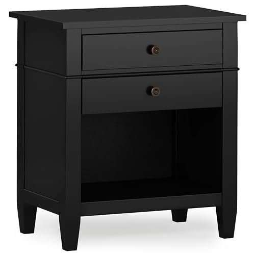 Carlton 24" Wide Solid Wood Bedside Table in Black
