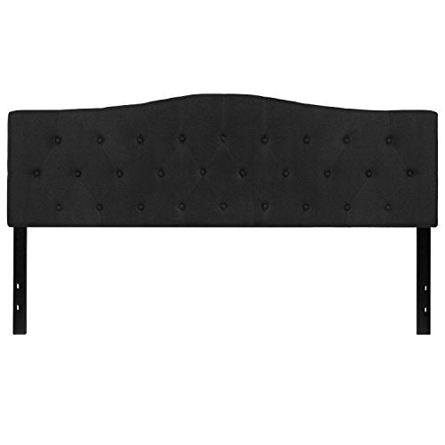 Cambridge Tufted Upholstered King Size Headboard in Black Fabric