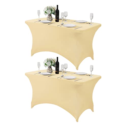 2Pack Spandex Table Cover for 4FT or 6ft or 8ft Table Universal Fitted Stretch Tablecloth for Party (2 Count)