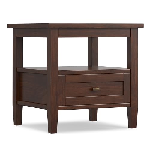 Warm Shaker 20" Wide Solid Wood End Table in Russet Brown