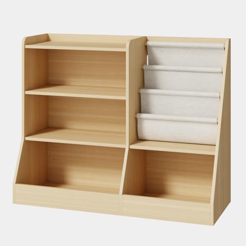 40" Large Kids Wooden Bookshelf and Toy Storage Organizer White