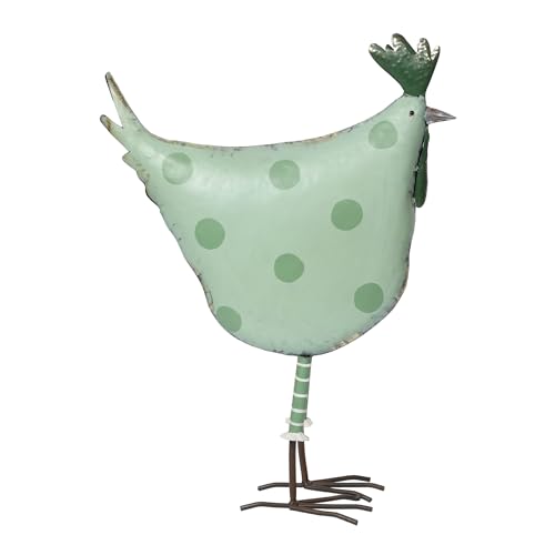 21" Tall Outdoor Metal Polka Dot Standing Hen Yard Statue