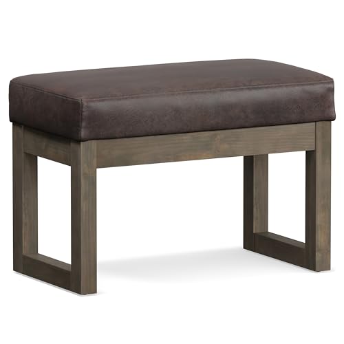 Milltown 27" Wide Vegan Leather Ottoman in Distressed Brown