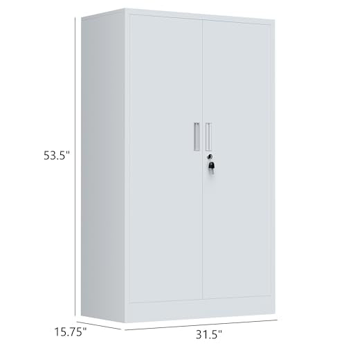 Metal Storage Cabinet with Locking Doors and Adjustable Shelves