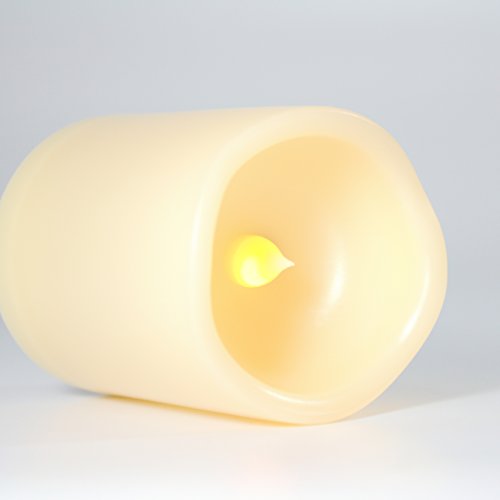 3 Waterproof Outdoor Battery Operated Flameless LED Pillar Candle with Timer Flickering Plastic Resin Electric Decorative Light for Lantern Patio Garden Home Decor Party Wedding (3 Count)