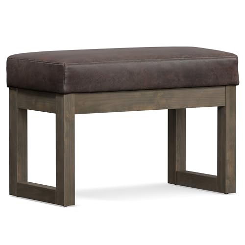 Milltown 27" Wide Vegan Leather Ottoman in Distressed Brown